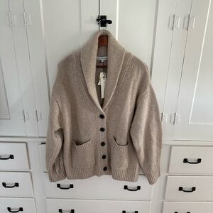 White + Warren oversized cardigan with fringe